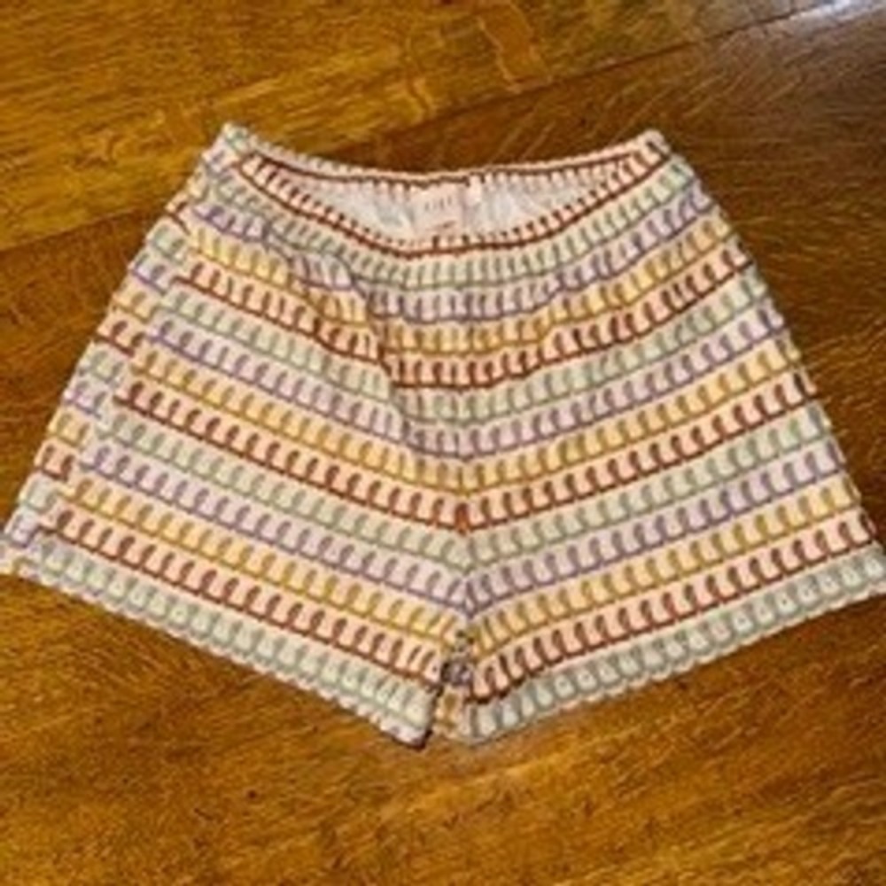 Good Luck Gem Womens Multi Color Crochet Lace Elastic Waist Boho Shorts Size S